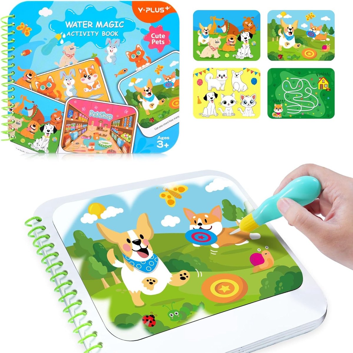 Waterverfboek voor Kinderen - Magisch Kleurboek met Penseel, Romp-vrij Schilderen met Water - Dieren en Creativiteit
