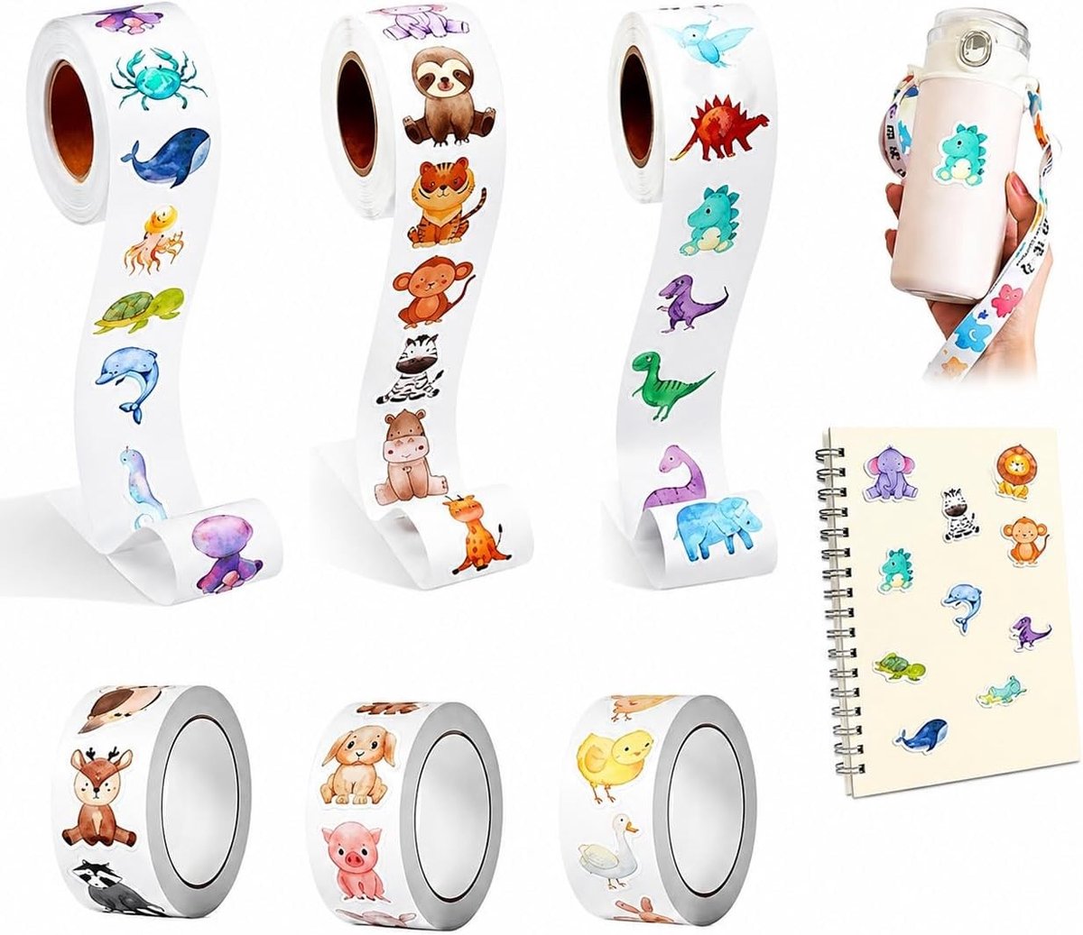 Kleurige Dierenstickers voor Kinderen – 3000 Stuks – Ronde Stickers van 2.5cm – Versieringen en Beloningsstickers voor Scholen, Feestjes en Dagboeken