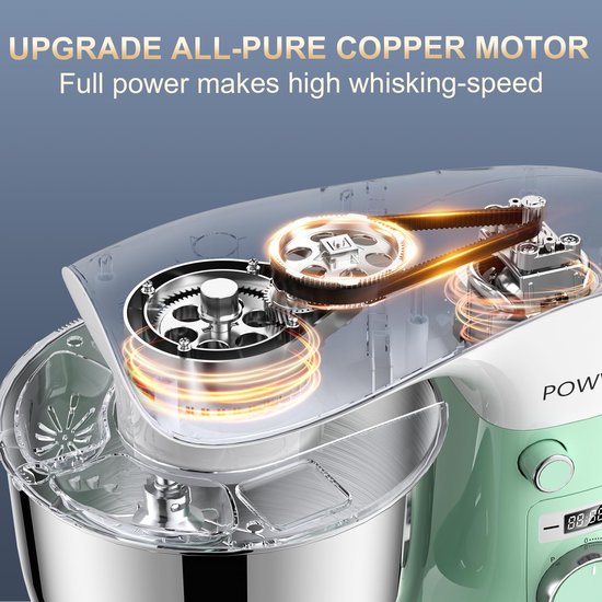 Keukenmachine 1500W - 5L Mengkom - 10 Snelheden - Met Garde, Deeghaak & Klopper — afbeelding 2