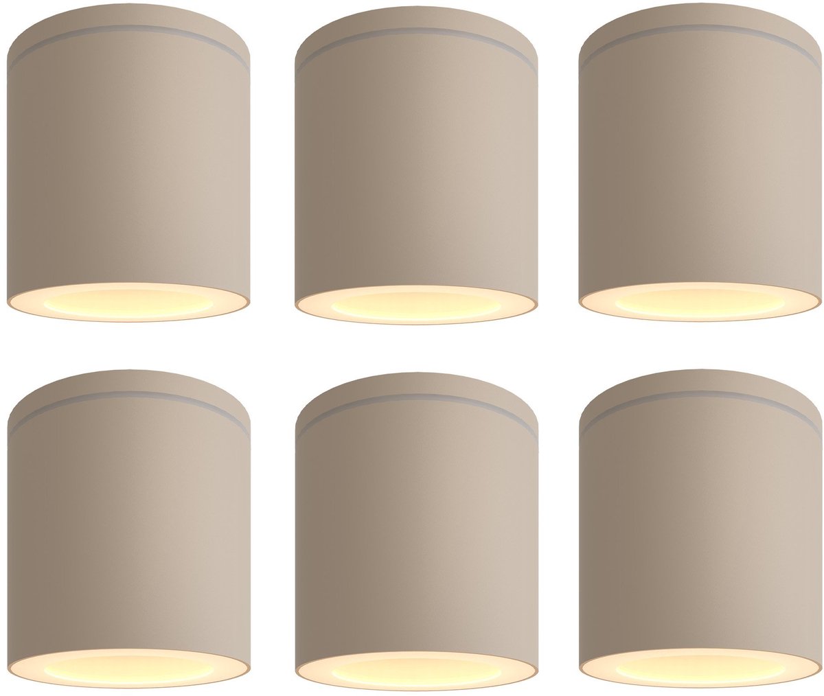 LEDVION 6 stuks LED opbouwspot IP54 beige GU10 fitting zonder lichtbron
