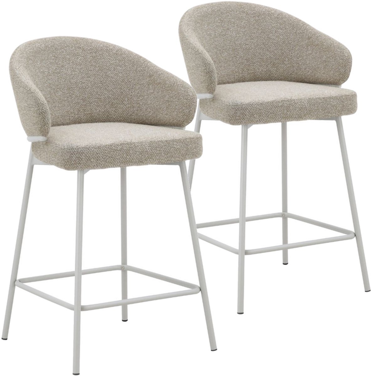 DS4U® - Sofia barkruk 65 cm - Set van 2 - Champagne met beige poot - Stof
