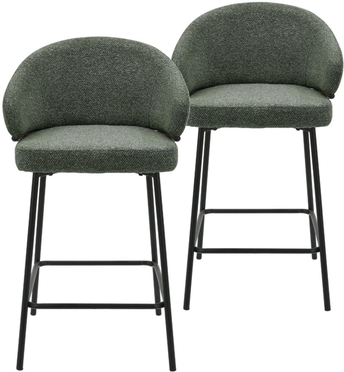 DS4U® - Sofia barkruk 65 cm - Set van 2 - Groen met zwarte poot - Stof