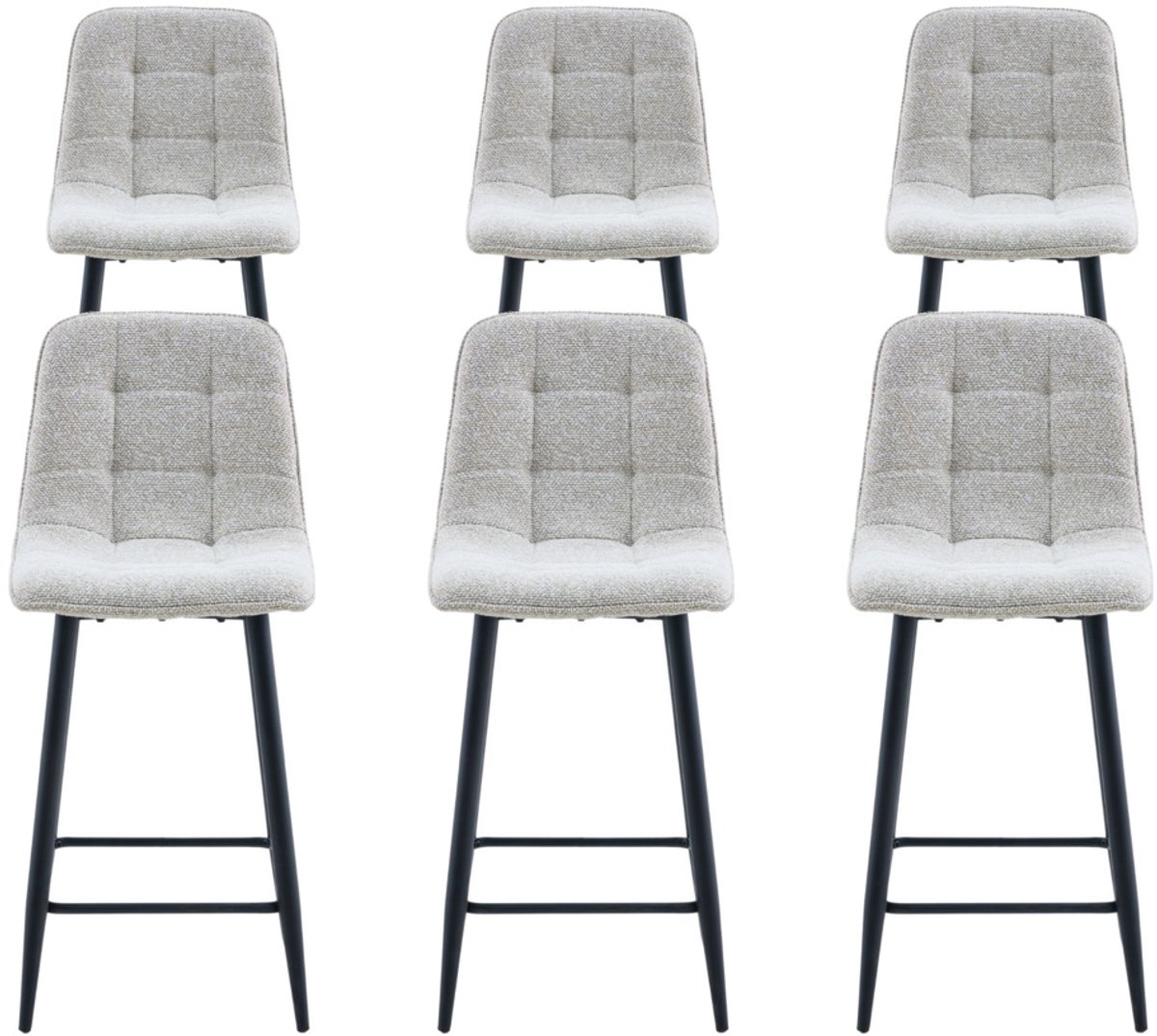 DS4U® - Hugo barkruk 65 cm - Set van 6 - Champagne - Stof
