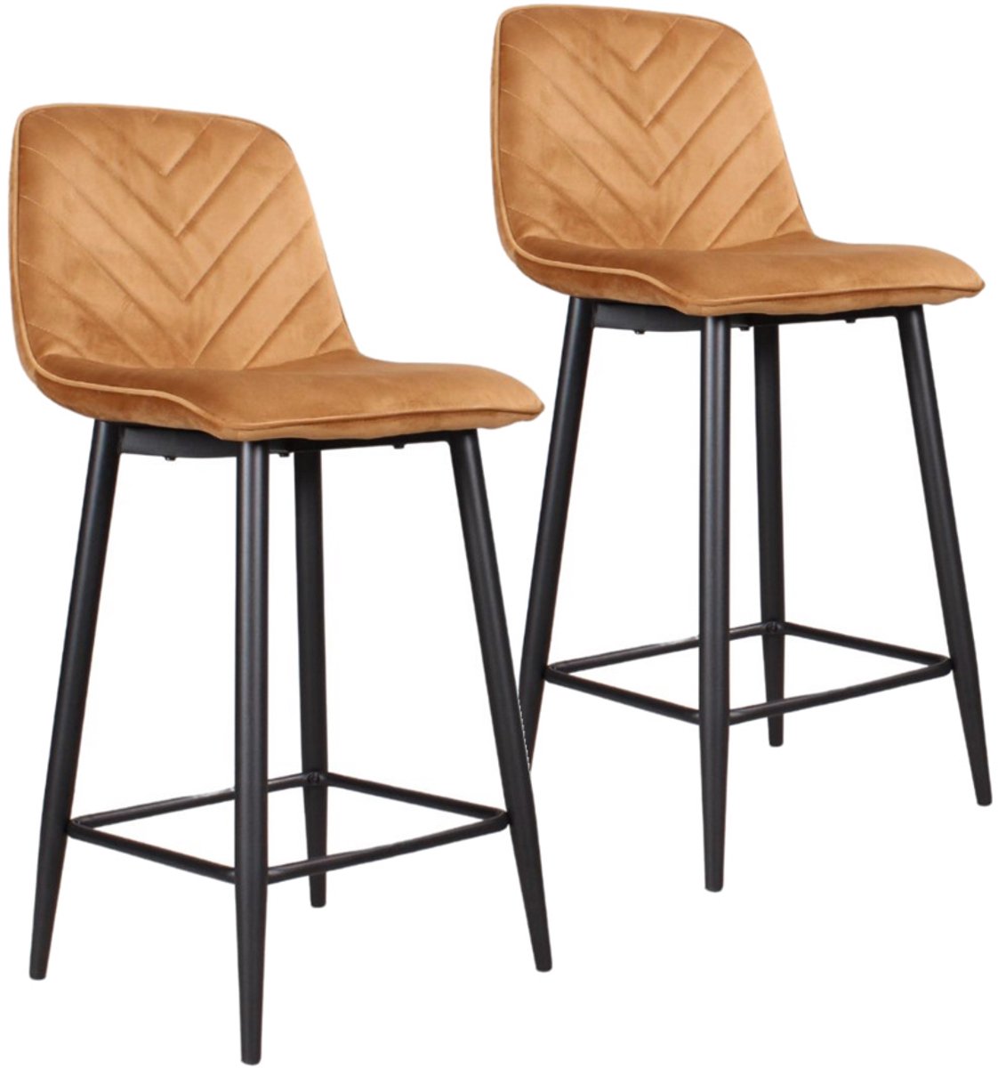 DS4U® - Gaby barkruk 65 cm - Set van 2 - Goud - Velvet