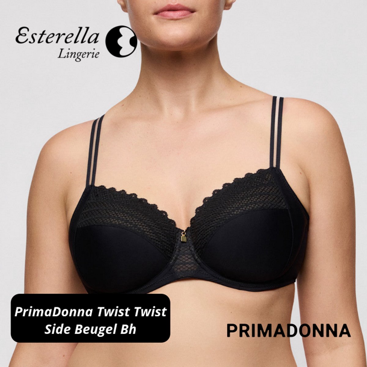 PrimaDonna Twist Twist Side Volle Cup Beugel Bh 0142570 Charbon - maat EU 75C / FR Zwart