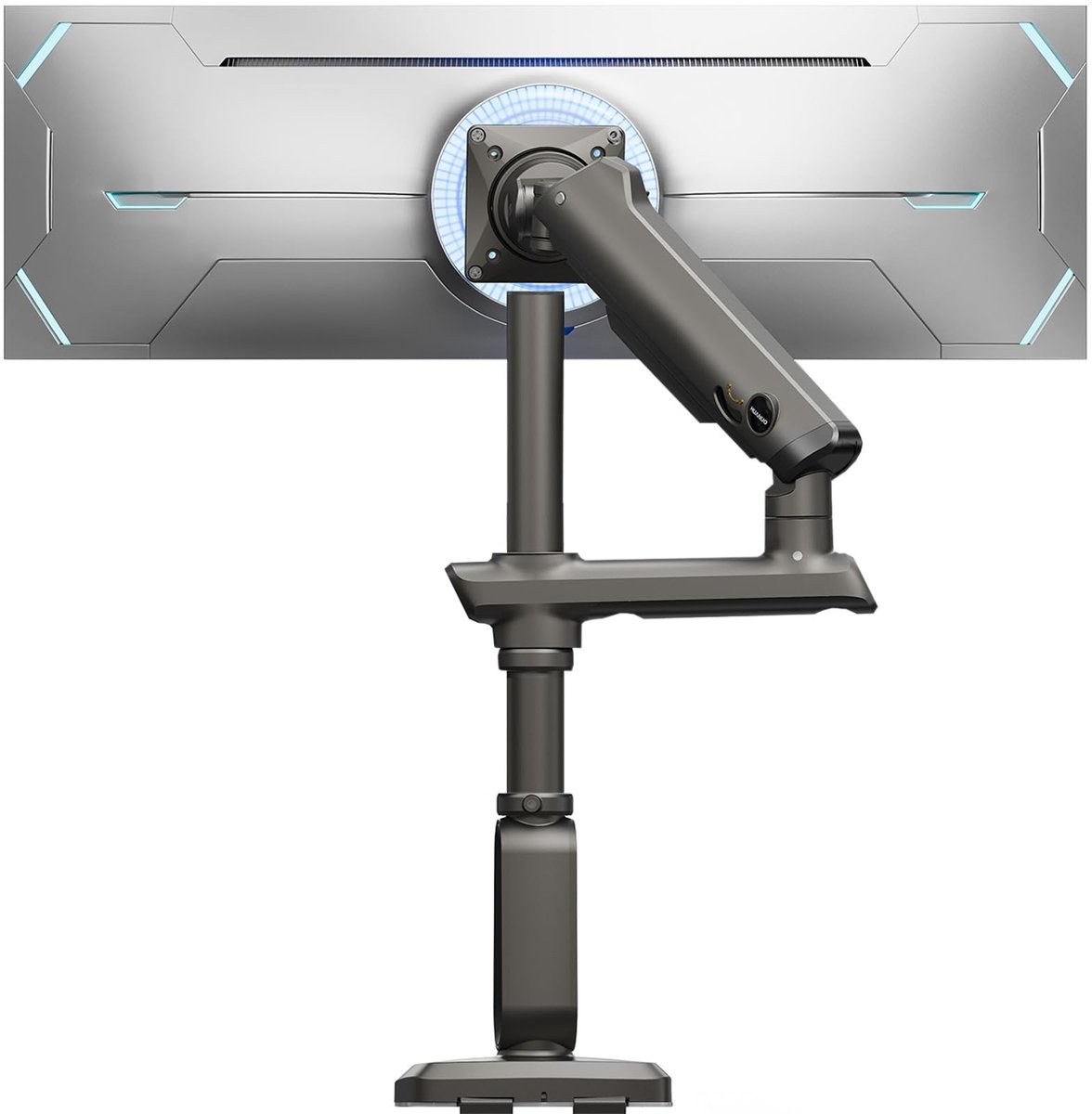Monitor Arm - Monitorstandaard Bureauklem - Ergonomisch Werken - Extra Hoge Paal - Tot 49 Inch - Zwart