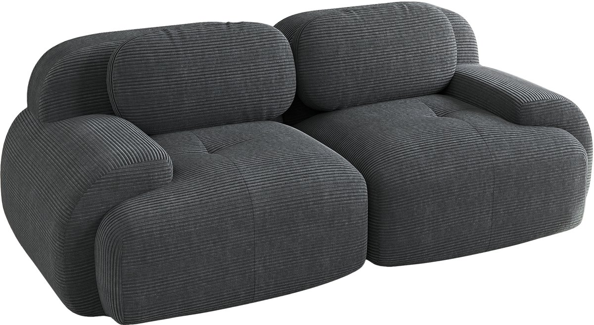 2-Zitsbank - Modulair Corduroy Frame-loos Loveseat - Grijs
