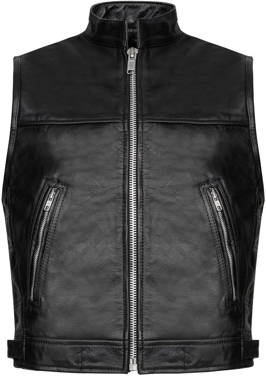 PAULGOS Leren Vest – Biker-model / Clubvest / Chopper-vest – 100% Echt Leer – BW8