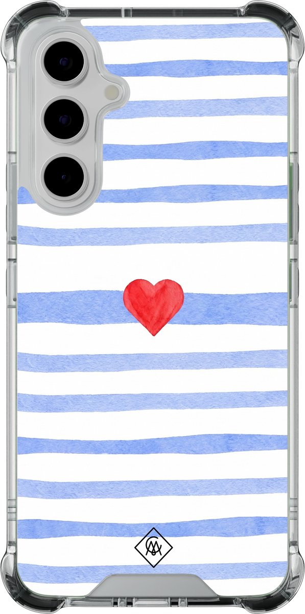 Casimoda® hoesje - Geschikt voor Samsung Galaxy A55 - Blue Love Lines - Shockproof case - Extra sterk - - Multi, Transparant