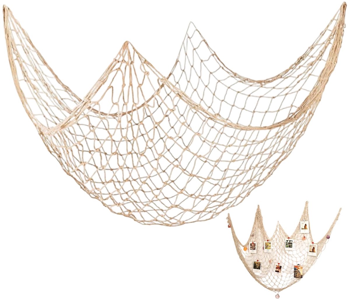 Elzusha - Decoratief Visnet in Mediterrane Stijl - Maritieme Flair voor Huisdecoratie