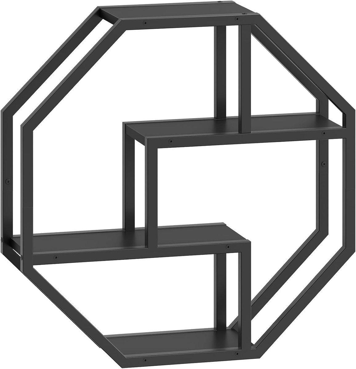 Vierlaags Wandplank van Hout, Zwevende Planken voor Decoratie, Stevige Boekenplank voor Woonkamer, Slaapkamer en Keuken