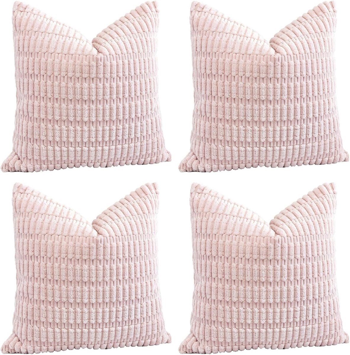 Set van 4 Corduroy Kussenhoezen, Zachte Decoratieve Kussens, Ideaal voor Sofa en Bank, Luxe Kussenhoezen voor Thuisdecoratie