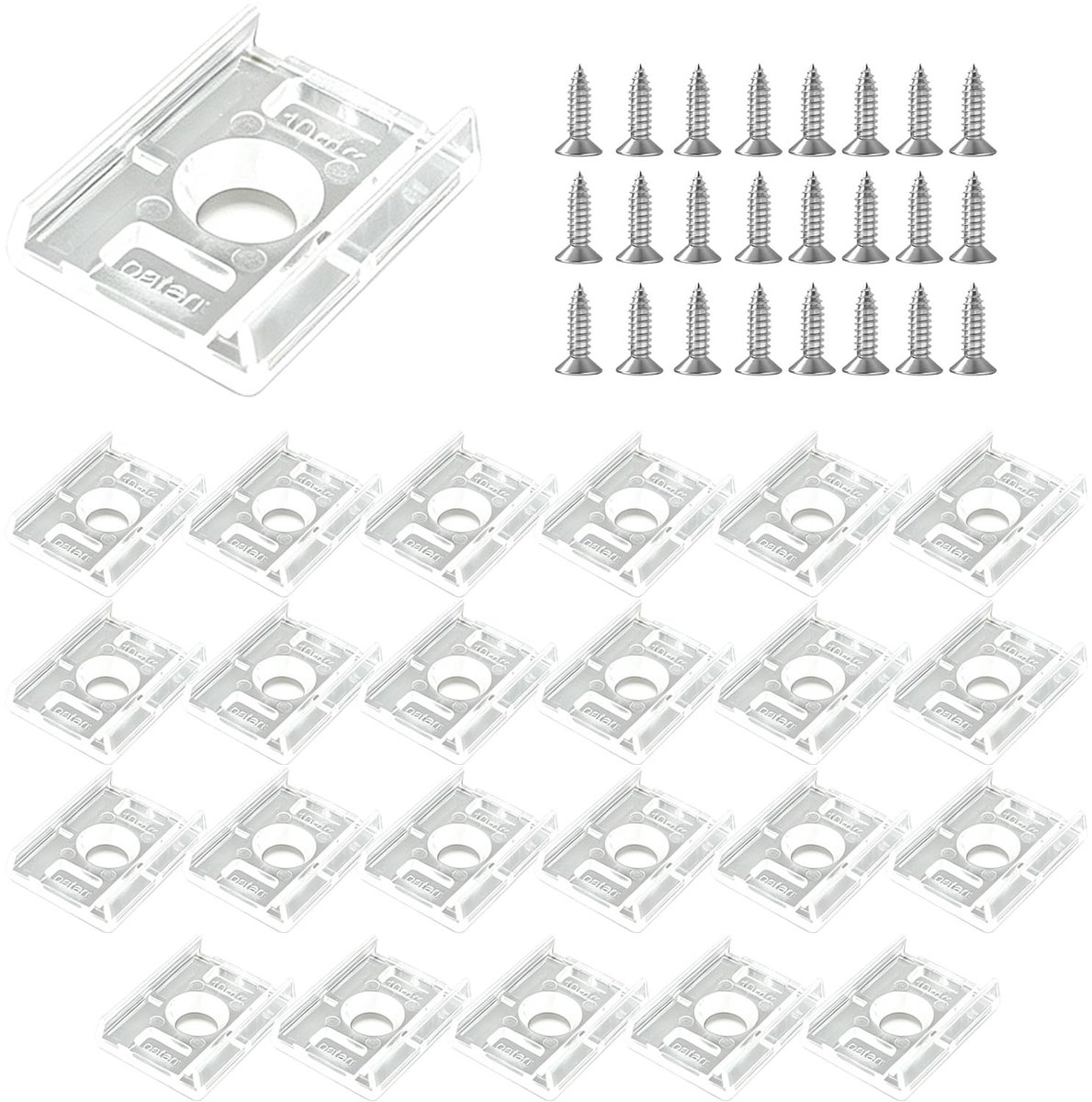 Elzusha - 24 Stuks Transparante Ledstripclips met Schroeven voor Bevestiging