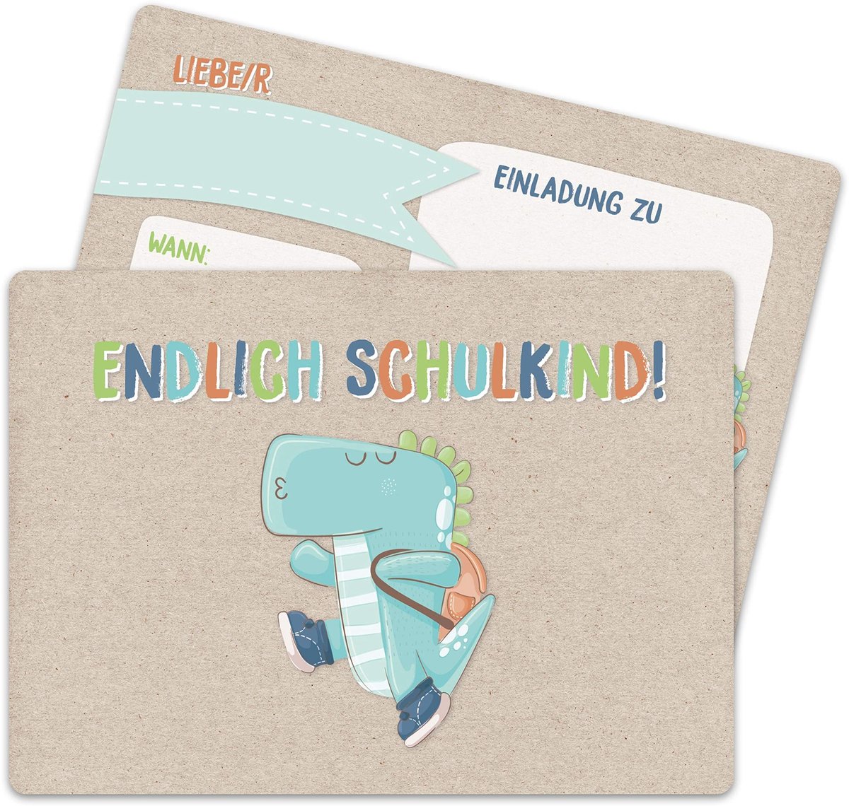 Elzusha - Uitnodigingskaarten Eerste Schooldag - Dino Motief