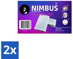 2 x NIMBUS Wonderspons Pro Wit 2 stuks per verpakking - Schoonmaken - Reinigen - Vuil Verwijderen - Vlekken Verwijderen - Water Reinigen