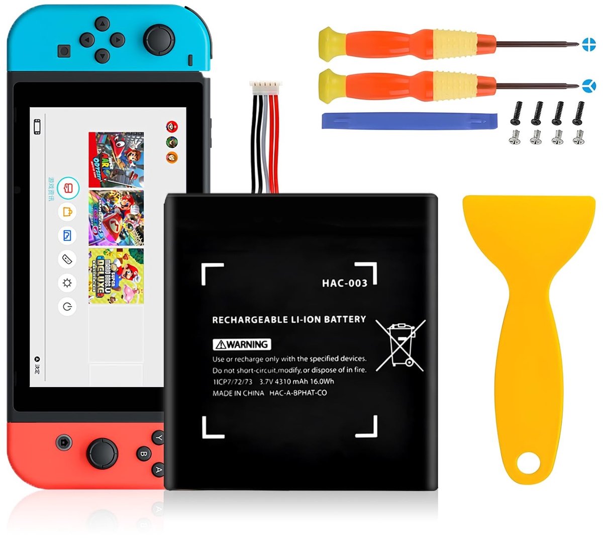 Elzusha - HAC-003 Accu voor Nintendo Switch met Toolkit