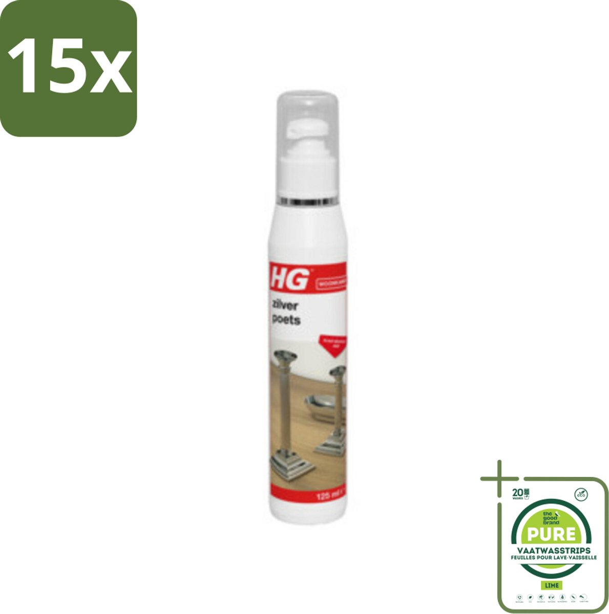 15 x HG Zilverpoets 125 ml - Grootverpakking - Zilverpoets - Zilver Schoonmaken - Zilver Glans - Antieke Zilveren Voorwerpen - Zilver Onderhoud