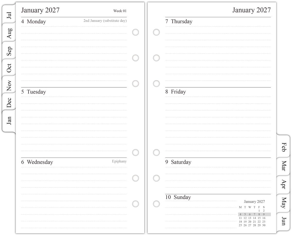 Elzusha - Persoonlijke Journal Refill 2026-2027 voor Filofax Organizer