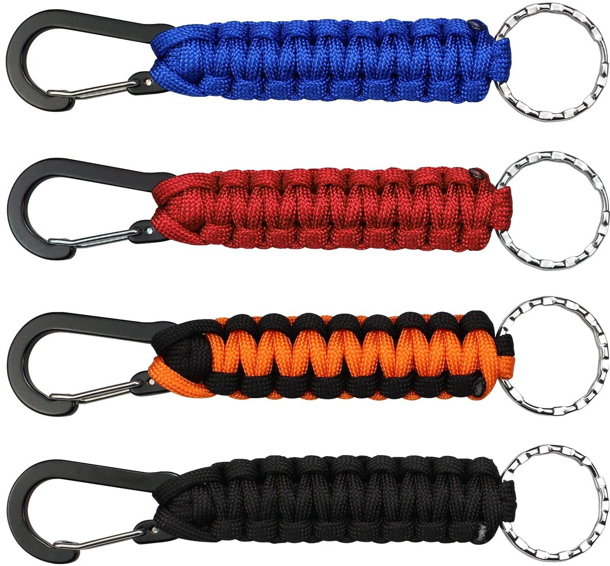 Elzusha - Set van 4 Paracord Sleutelhangers met Karabijnhaak