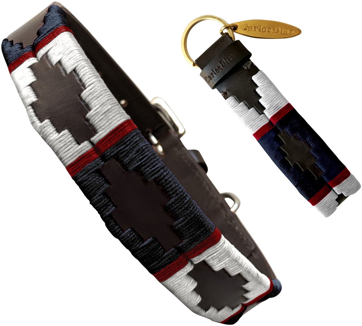 Elzusha - Hondenhalsband van Echt Leer met Sleutelhanger, XL