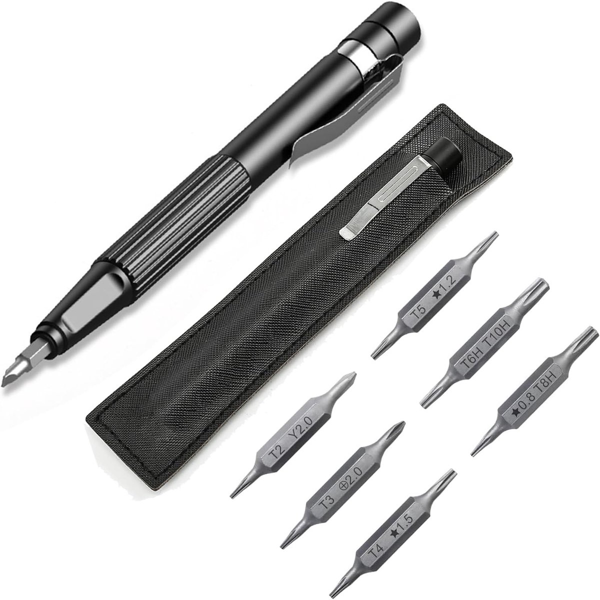 Multifunctionele Mini Schroevendraaier Set met 13 Precisie Bits voor iPhone, PC en Elektronica - Magnetisch en Met Pocket Clip