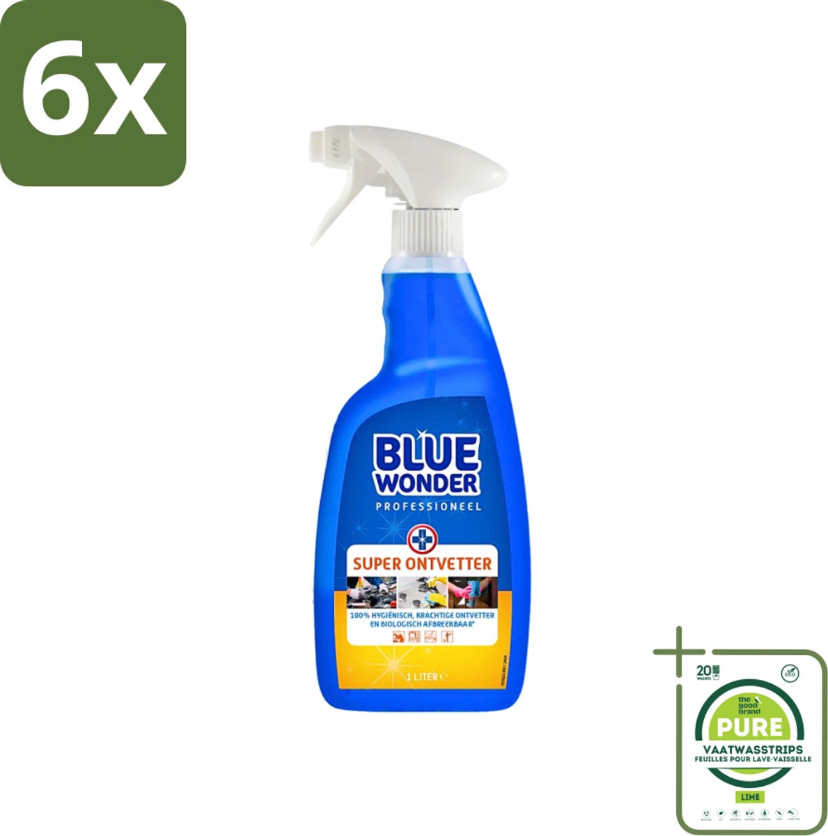Blue Wonder Professionele Superontvetter Spray 1 liter - Voordeelverpakking - 6 stuks - Superontvetter - Ontvetter spray