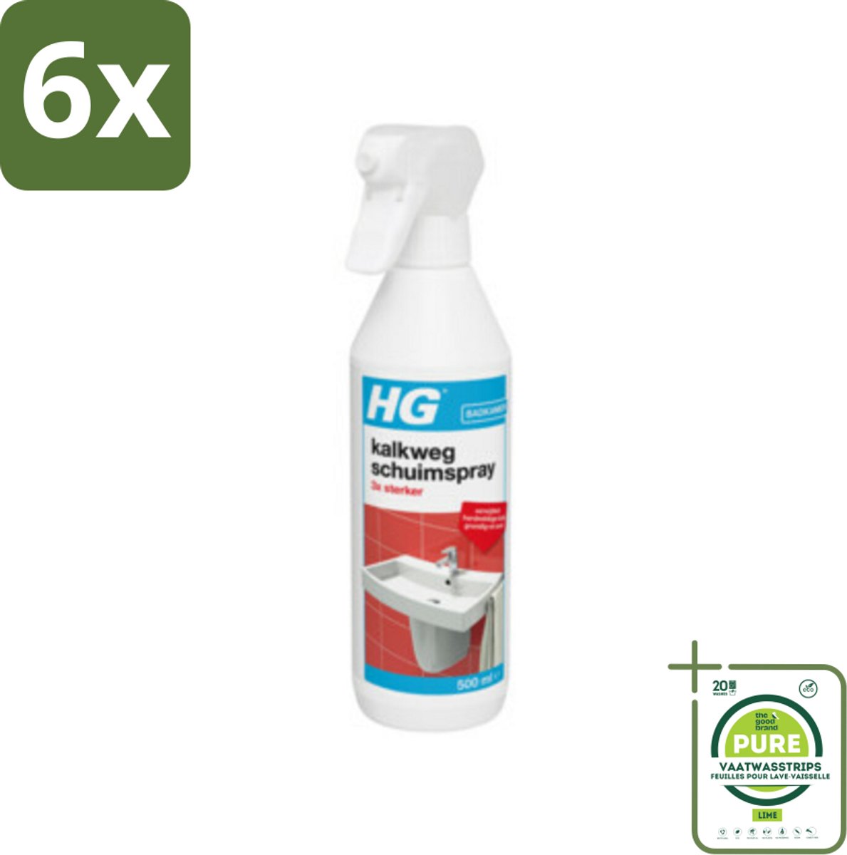 HG Kalkweg Schuimspray 3x Sterker 500 ml - Voordeelverpakking - 6 stuks - Kalkverwijderaar - Kalkreiniging