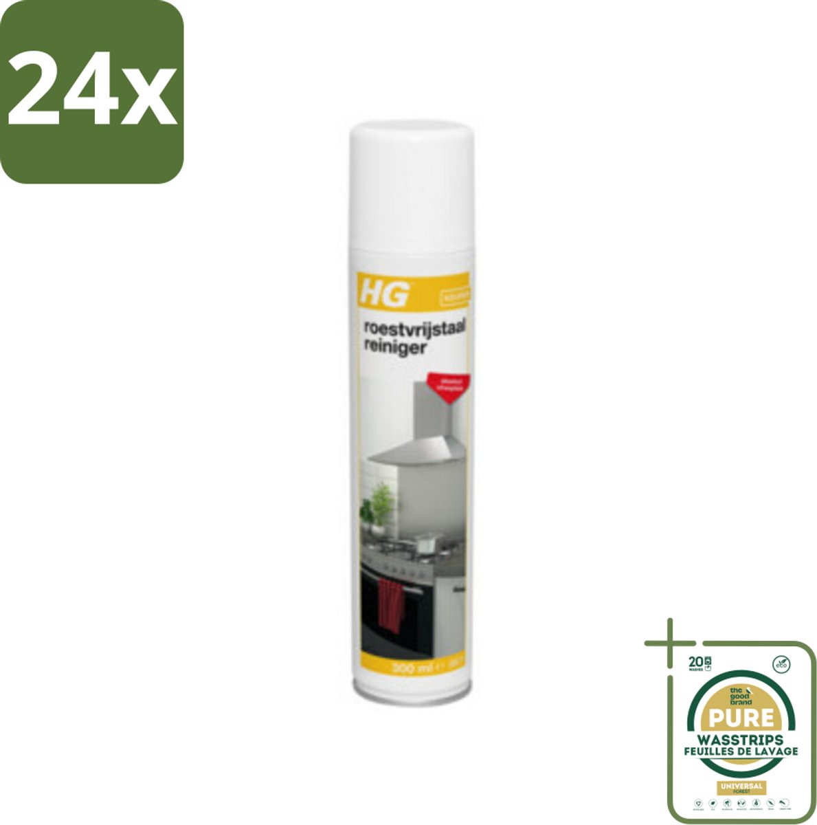 HG Roestvrijstaal Reiniger 300 ml - Voordeelverpakking - 24 stuks - Aluminium reiniger - Keukenreiniger