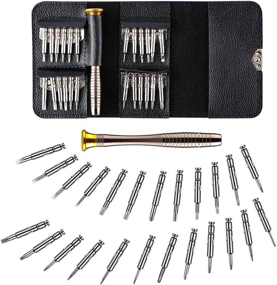 Complete Schroevendraaierset 25 in 1 met Verwisselbare Bits - Mini Reparatieset voor Laptops, Mobiele Telefoons en Horloges