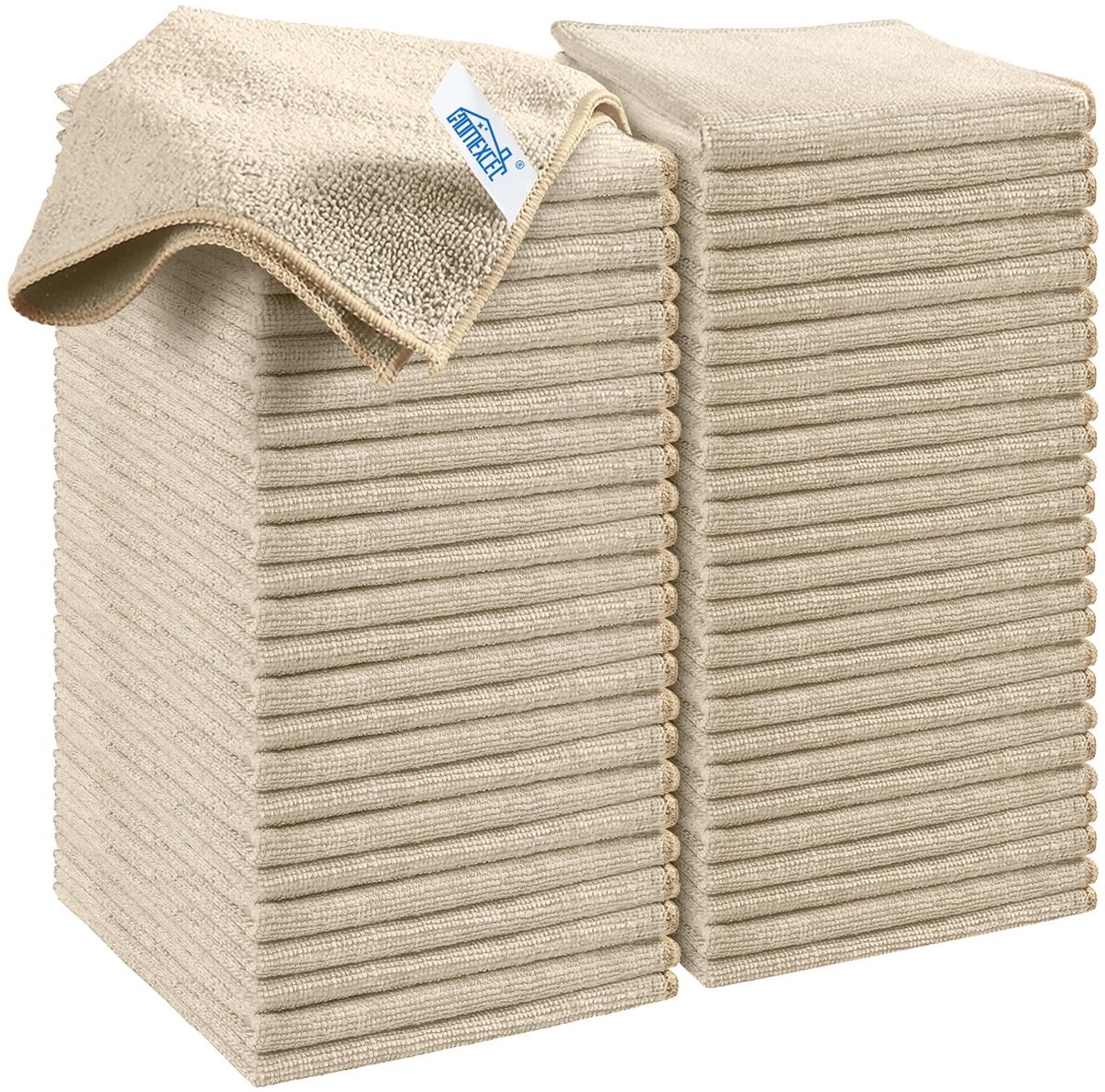 Famanu – Set van 50 bruine microvezeldoeken voor de keuken, pluisvrij, krasbestendig, zeer absorberend en herbruikbaar, voor thuis, ramen en glas, 29 x 29 cm