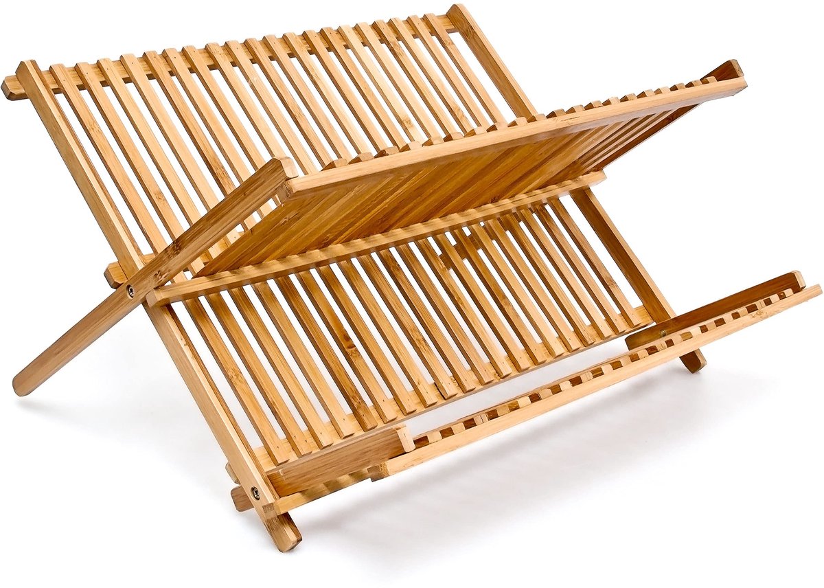 Famanu – Afdruiprek van bamboe, : 24,5 x 42 x 33 cm, afwasrek voor borden en kopjes, droogrek, natuur