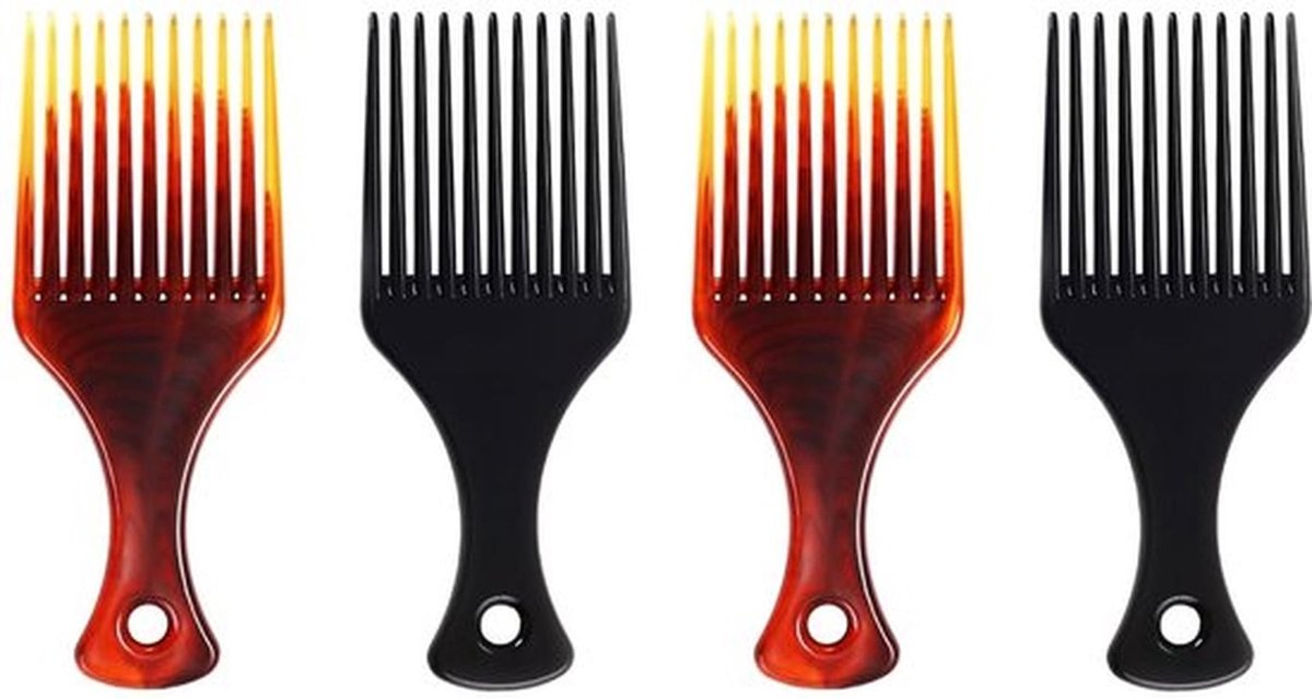 Antistatische Kam - 4 Stuks - Brede Tanden - Ergonomische Handgreep - Duurzaam PS - Geschikt voor Alle Haartypes - Haarkam