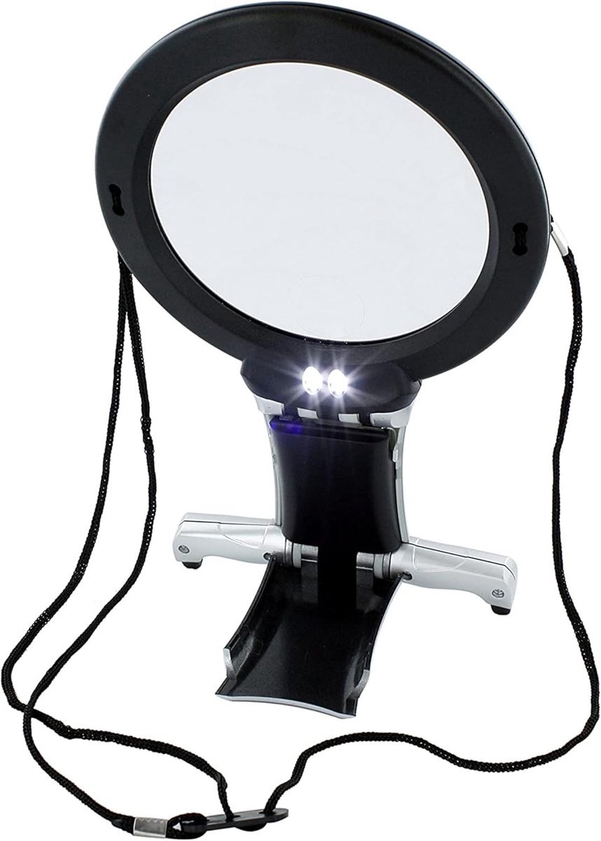 Loepbril - Vergrootglas voor nek en kantoor - 2x en 6x vergroting - Met LED-verlichting - Handsfree lezen en hobbygebruik