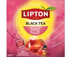 Lipton Feel Good Selection Forest Fruit - 100 Theezakjes - Zwarte Thee Bosvruchten - Grootverpakking - 1 Doos
