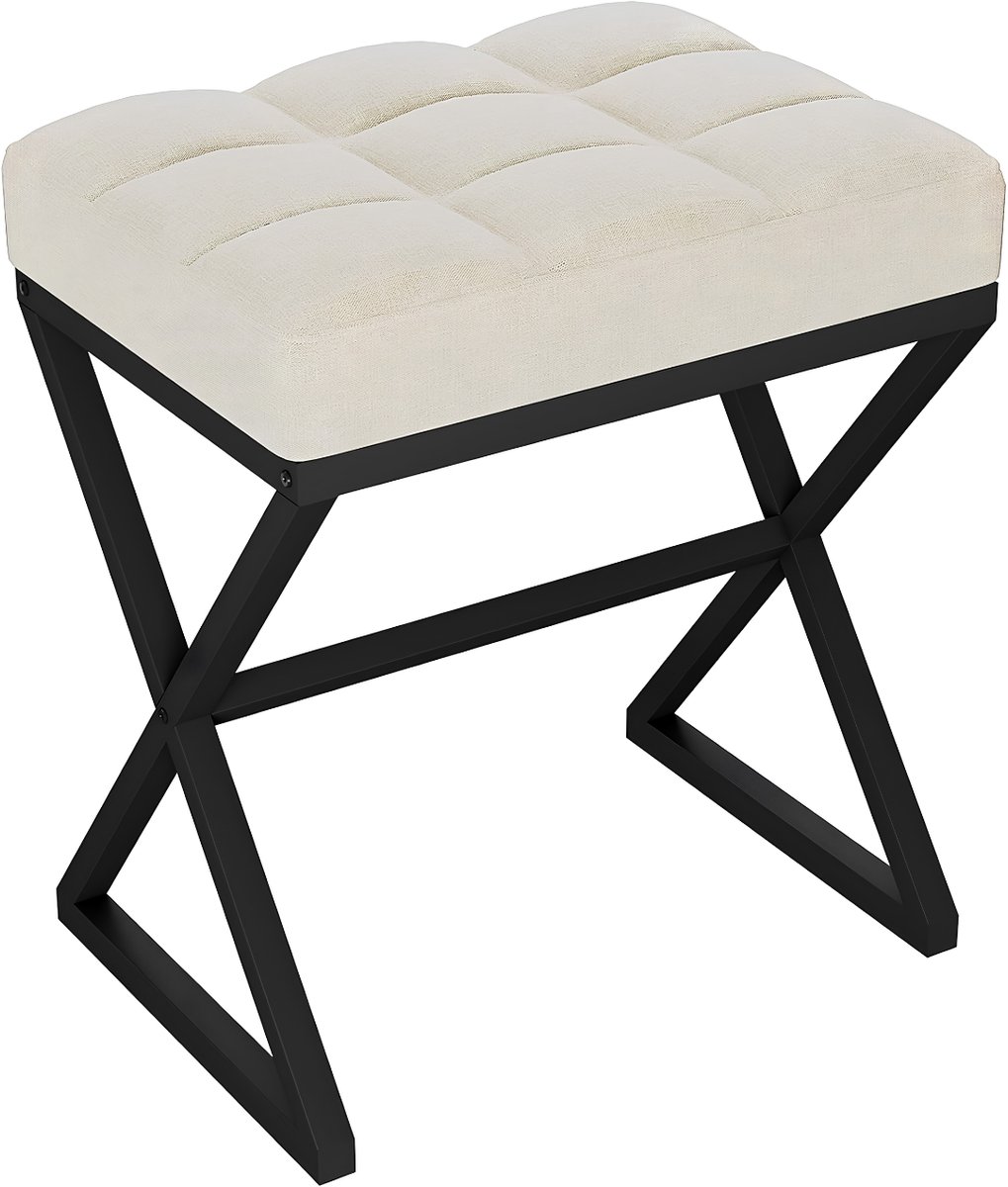 TYR® Poef - Voetenbank - Opbergpoef - Beige - 40cm x 30cm x 43cm