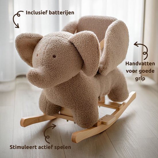 MamaLoes Olifant Olivier Bouclé - Hobbeldier - Schommeldier - 1 jaar van Mamaloes — afbeelding 3