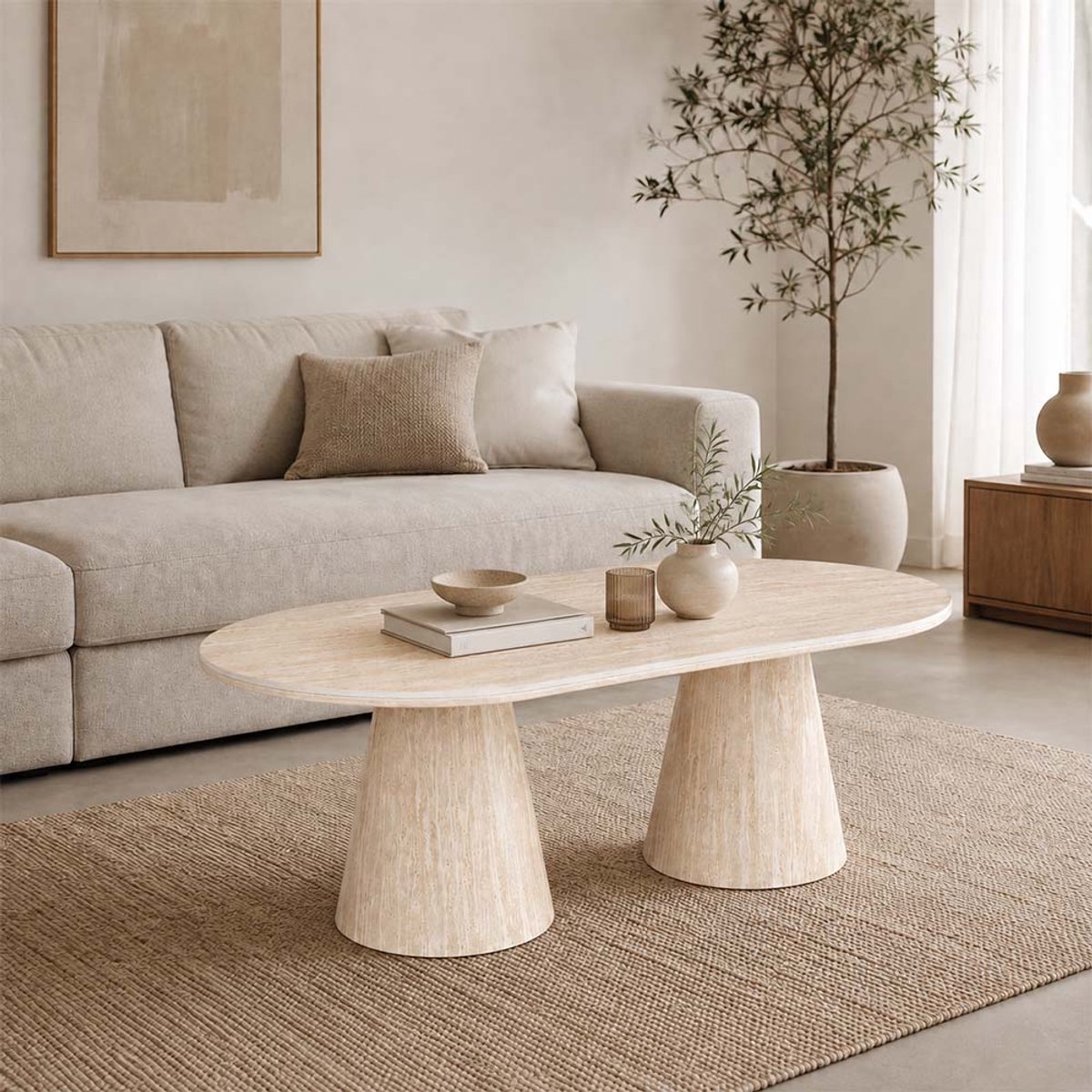 Milton & Oldbrook Salontafel 130 cm Hamar Travertinlook Beige