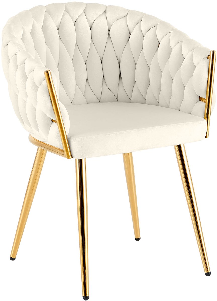 CLP Molise Eetkamerstoel - Goud frame - 150 kg - Velvet - Fluweel/creme