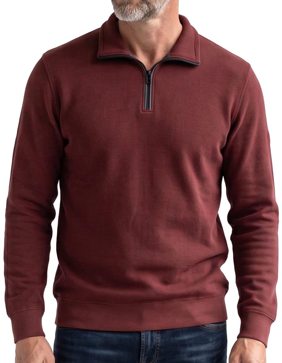 CASA MODA comfort fit sweat schipperstrui - rood - donkerblauw - wit
