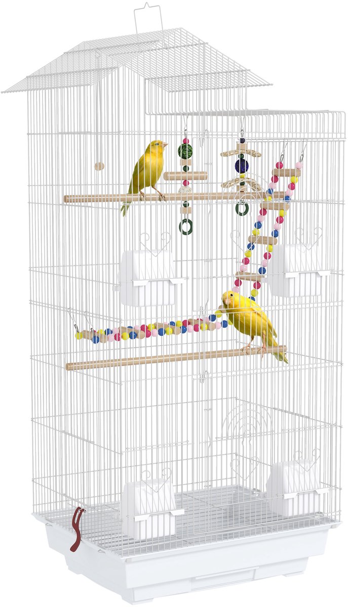 PawHut Vogelkooi - Staaldraad - 46x36x100cm - Wit