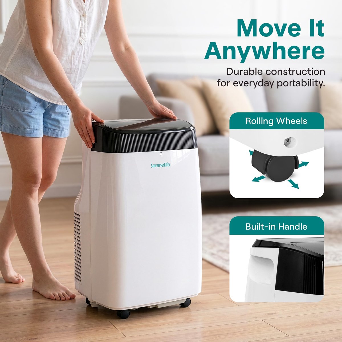 Mobiele airco 7000 BTU – Met WiFi en app – Ontvochtiger – Ventilator – Inclusief raamkit thumbnail 4