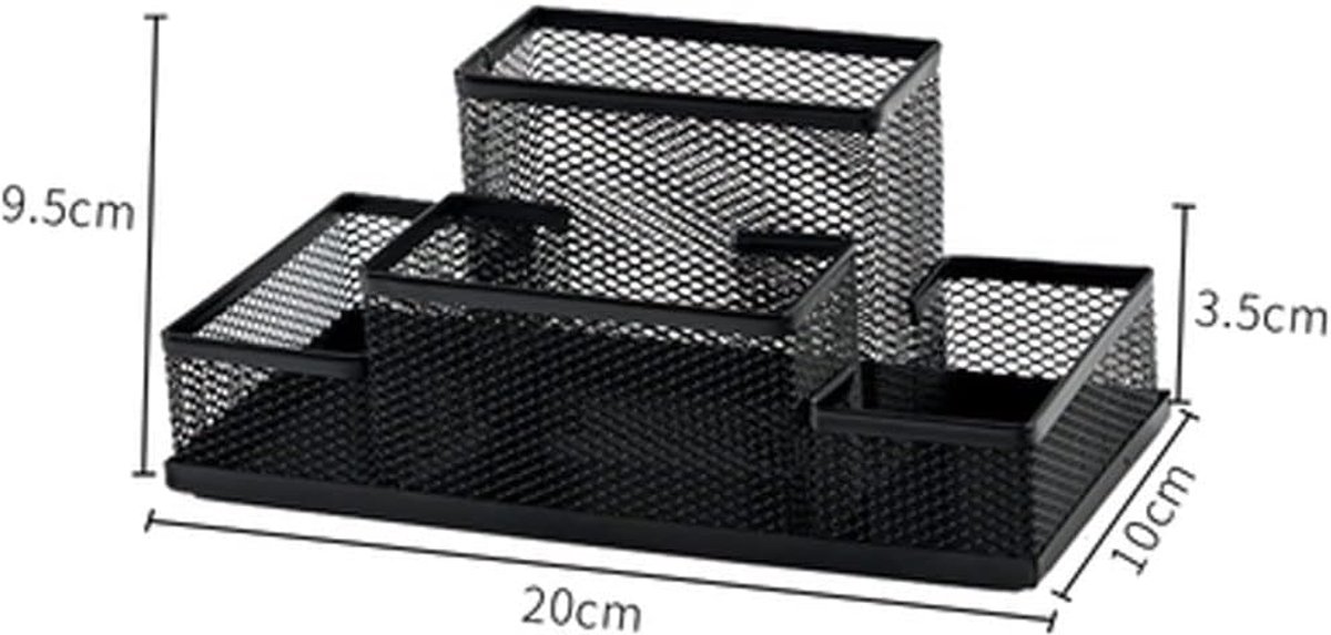 Bureau-organizer - Gaas Bureau Organizer - Pennenhouder - Metalen Tafelorganizer - Met 4 Vakken en Schuiflade - Voor Kantoor, Thuis en School – 15,4x10,3x9,8 cm — cadeau in Cadeau-ideeën - foto 6