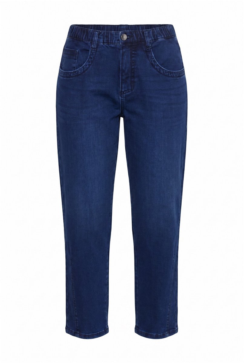 Laurasøn - Dames - Mom denim coupenaden - Donkerblauw denim - Maat 58