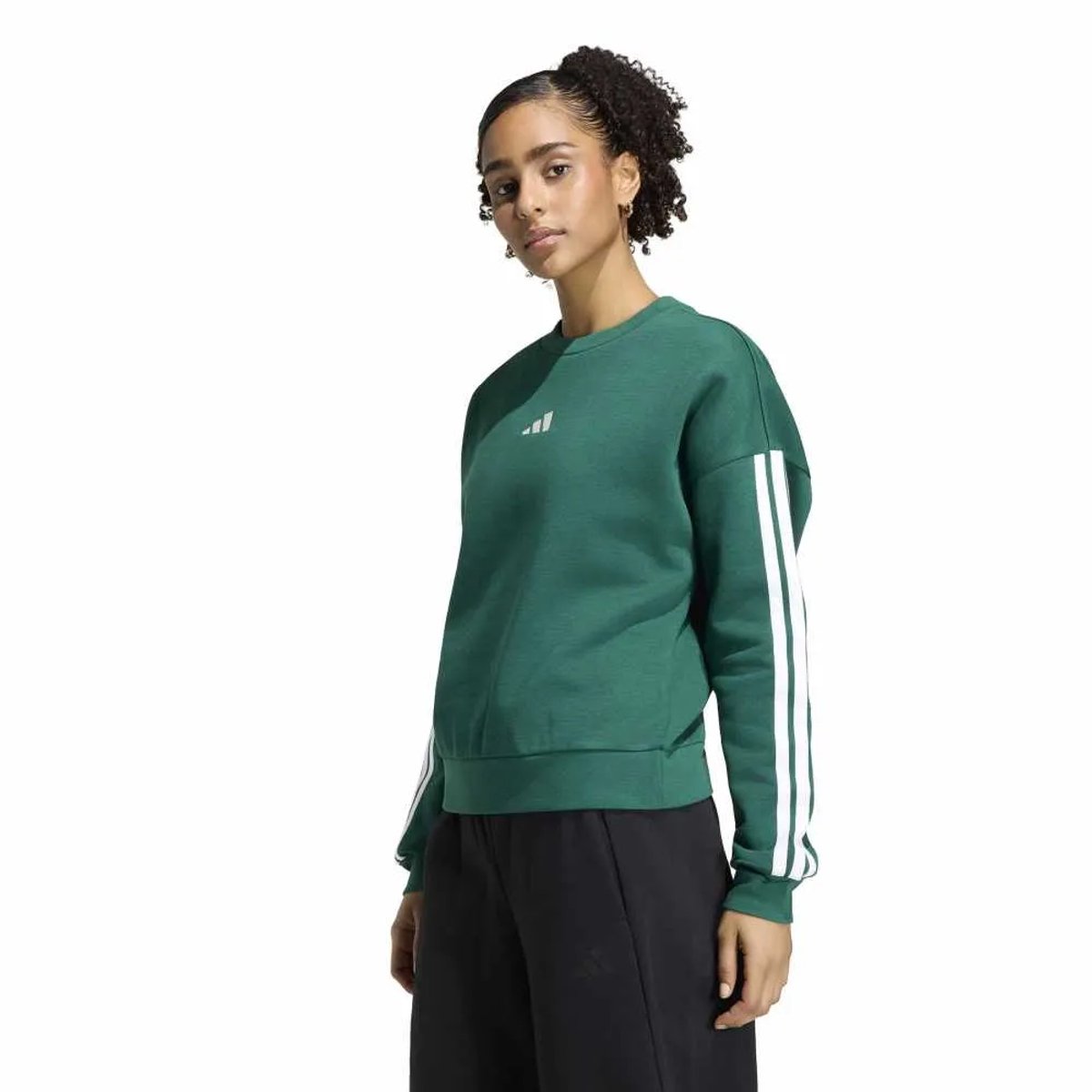 Adidas Essentials 3 Stripes Fleece Sweatshirt XS Vrouw Groen