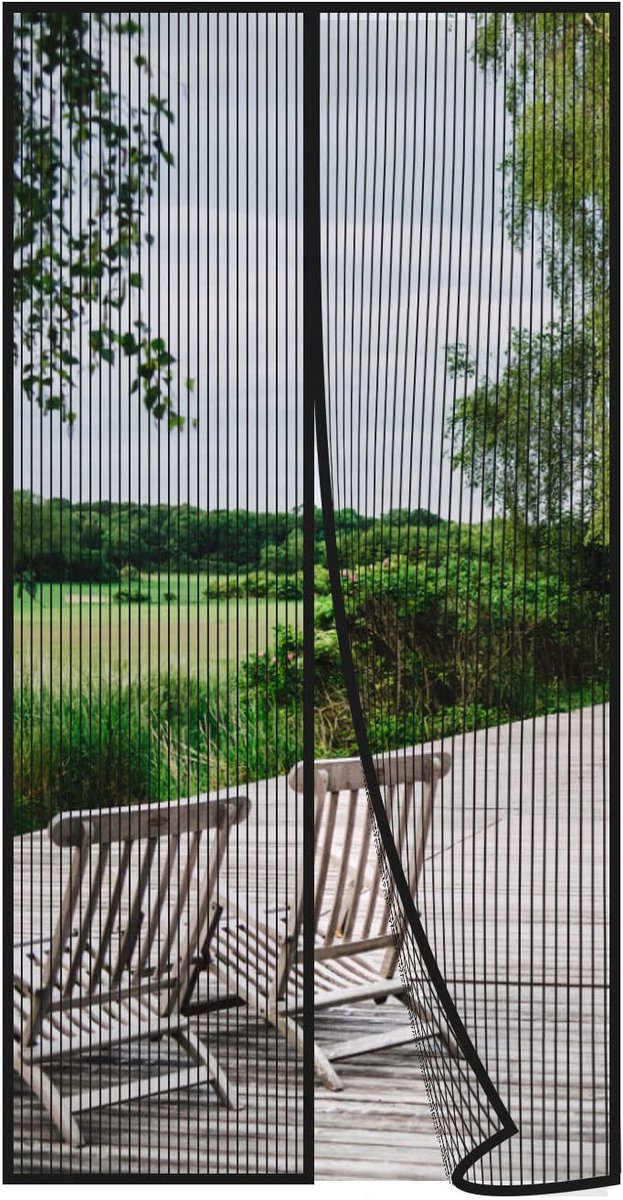 Magnetisch Vliegengordijn Deur - 80x200 cm – Zelfsluitende Hordeur met Magneten – Sterk Polyester Gaas – Zonder Boren – Insectenwerend – Zwart