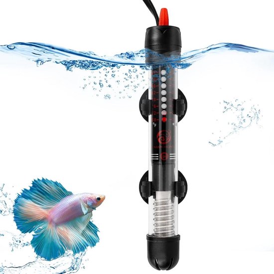 SSTRWGOOD Aquarium Verwarming 25W 220V - Aquarium Verwarmingselement met Thermostaat - 20-34°C Regelbaar - Met zuignap - Geschikt voor Kleine tot Middelgrote Vistanks - Waterdicht