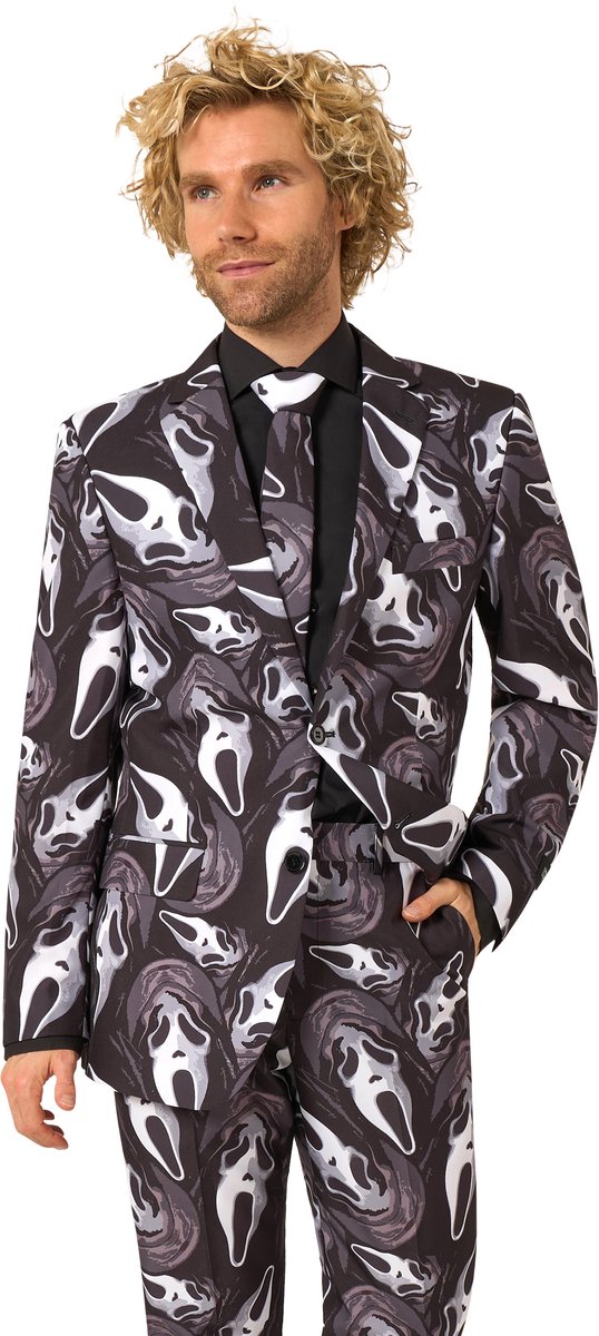 OppoSuits Ghost Face™ - Mannen - Heren Kostuum - Carnaval- en Halloweenkleding - Zwart - Maat: EU56