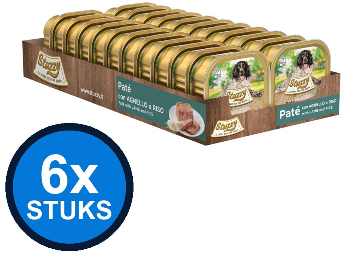 6x Stuzzy - Hond Paté Lam & Rijst - Hondenvoer Natvoer - 150g
