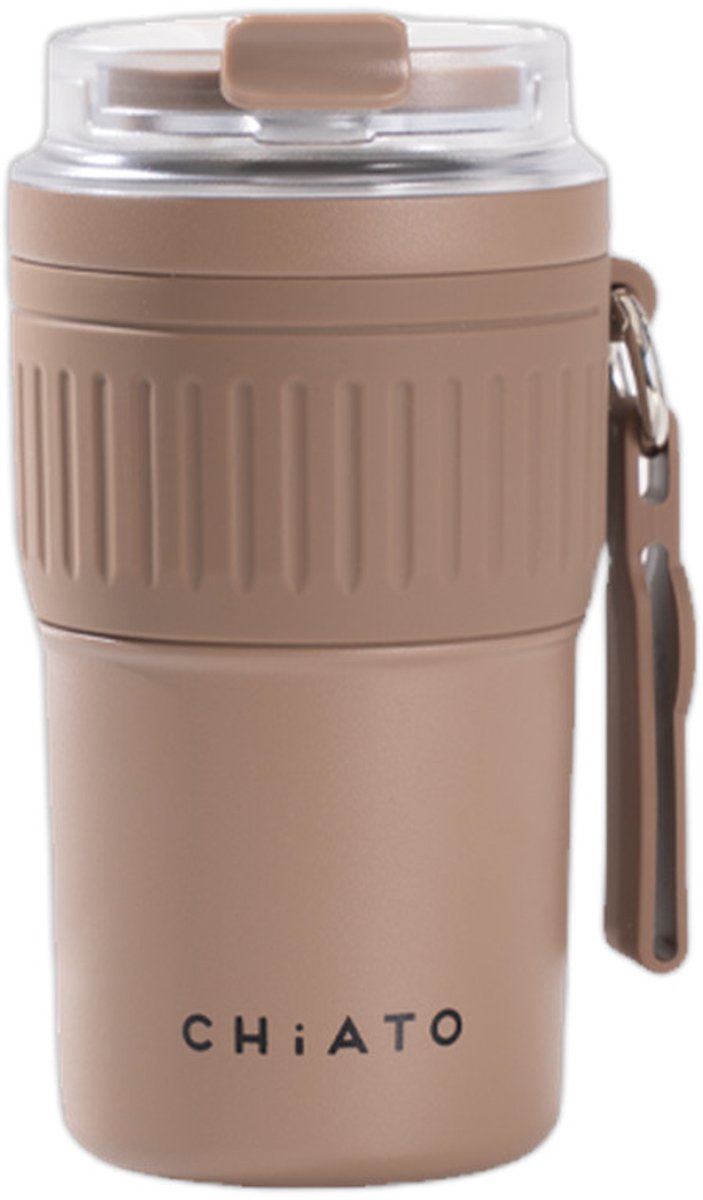 CHiATO Home hotSIP Choco Brown geïsoleerde reisbeker, 400 ml – Bruin