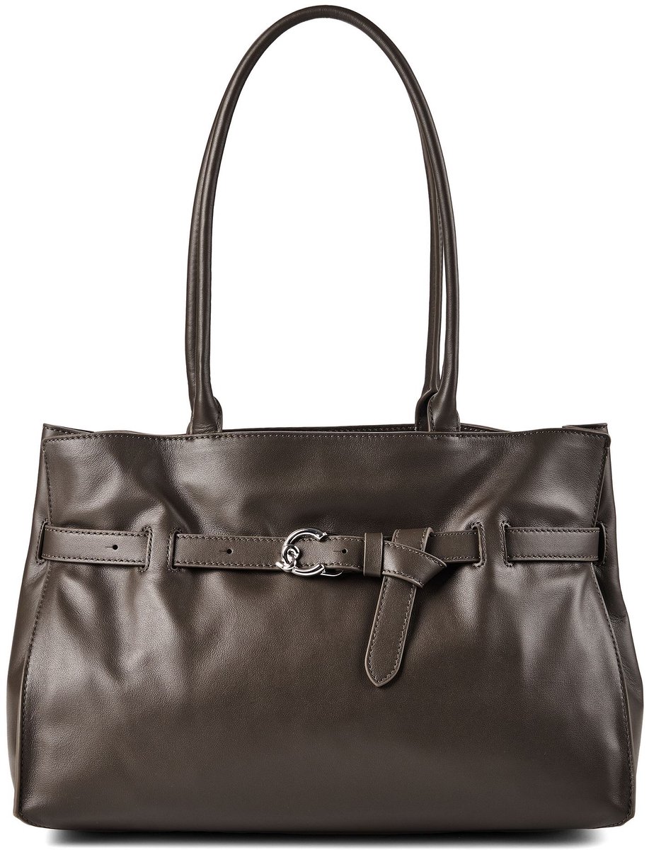 COCCINELLE Leren handtas schoudertas Sabine Soft Handbag Smooth Leather Fango donkergroen
